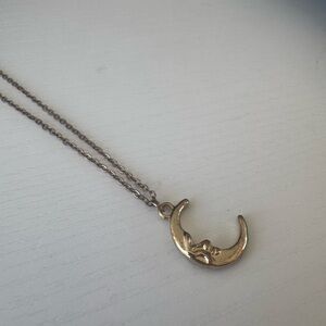 Gold Crescent Moon Pendant Necklace set